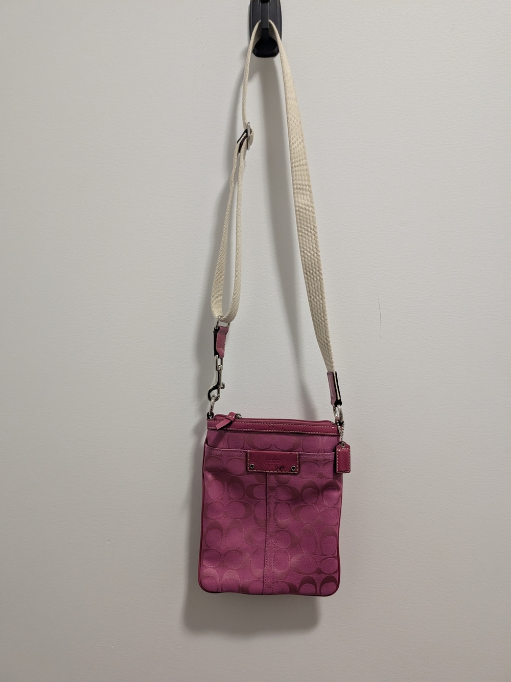 Coach Pink Signature Crossbody Bag with Adjustable Strap